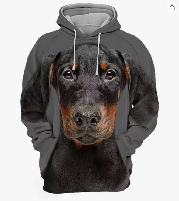 Men's Thermal Transfer 3D Dog Hoodie Coat